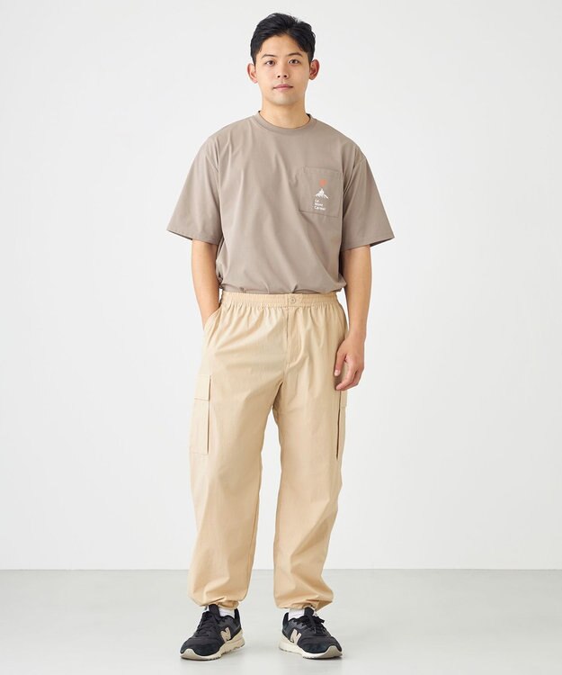 SHARE PARK MENS 【撥水・UVカット・ストレッチ・軽量 】ナイロンカーゴパンツ（Lサイズ） ベージュ系