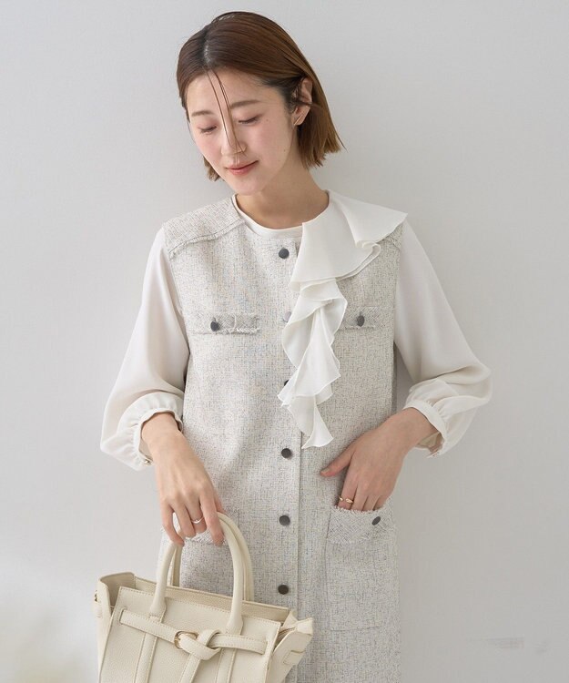 YECCA VECCA アシメラッフルブラウス Off White
