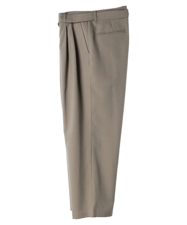 CRAFT STANDARD BOUTIQUE ポリエステルツイルベルテッドパンツ Gray Beige