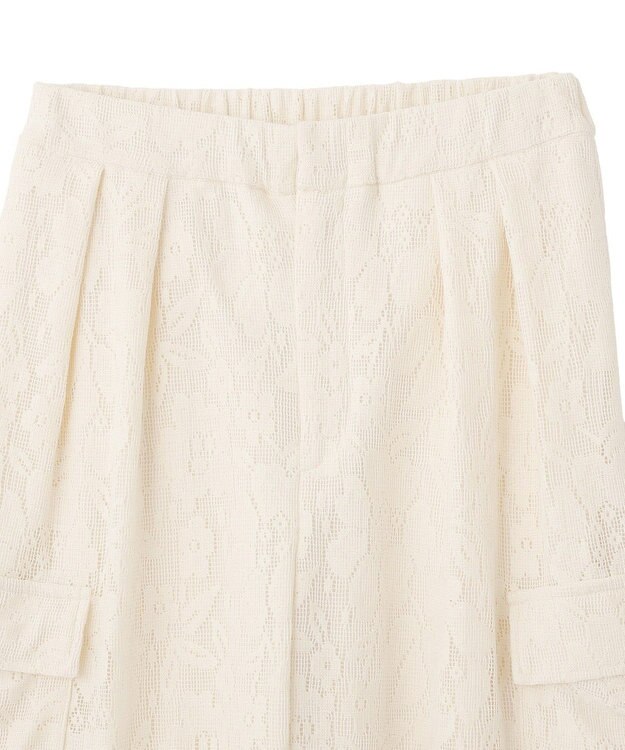 earth music&ecology 総レースカーゴパンツ Ivory