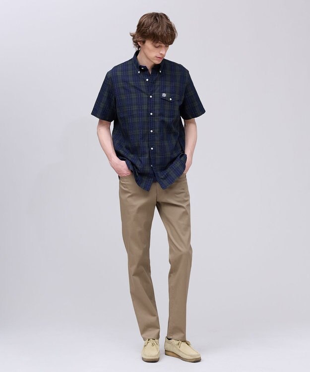 J.PRESS MEN 【Aero Weave】クールマックスサッカー チェック シャツ / B.D. ネイビー系3