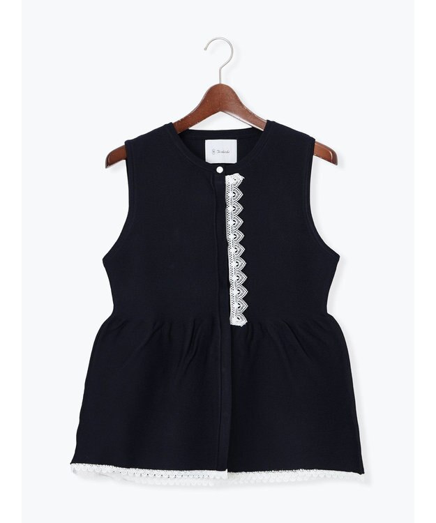 Te chichi レースペプラムベスト ネイビー