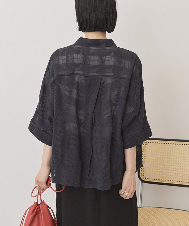 AMERICAN HOLIC シアーチェックショート丈シャツ Black