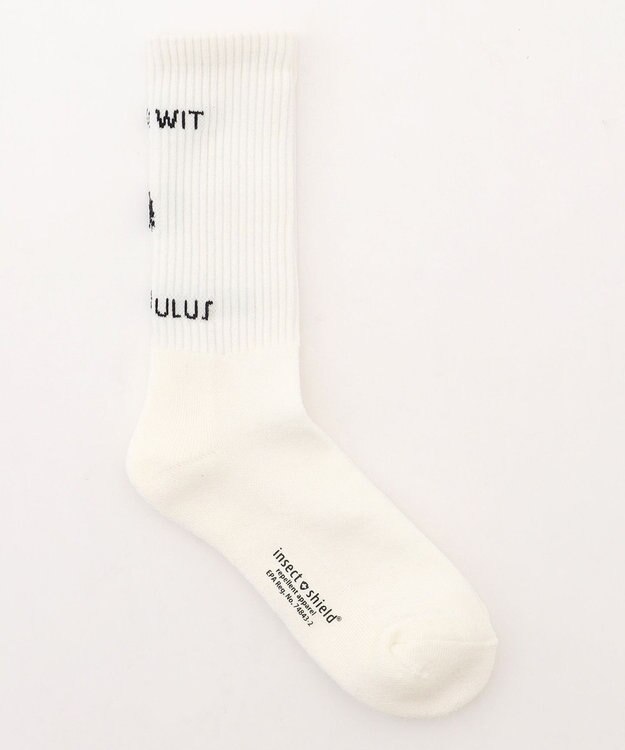 PW CIRCULUS 【虫よけ加工】【MEN】バックLOGOソックス ミドル丈 ゴルフ ホワイト系