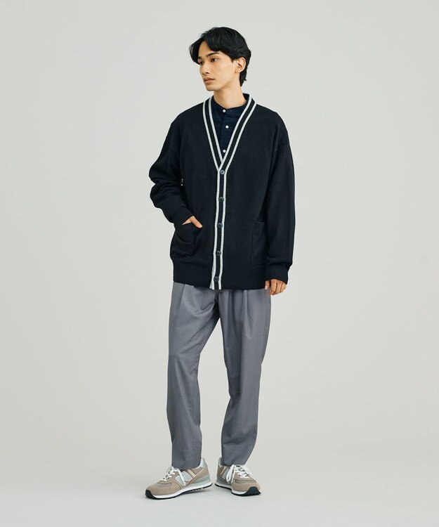 J.PRESS YORK STREET 【UNISEX】ANTI PILLING WOOL Vネックカーディガン ブラック系