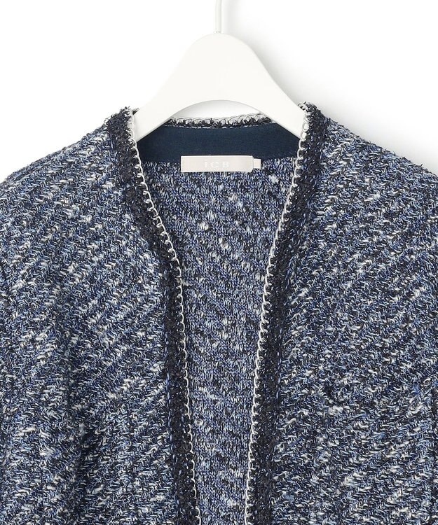 ICB 【ドラマ「続・続・最後から二番目の恋」着用】 デニムライクツィード ニットジャケット デニム系