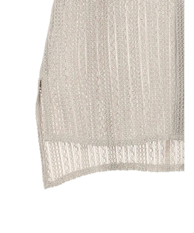 Green Parks レース開襟ブラウス Gray Beige