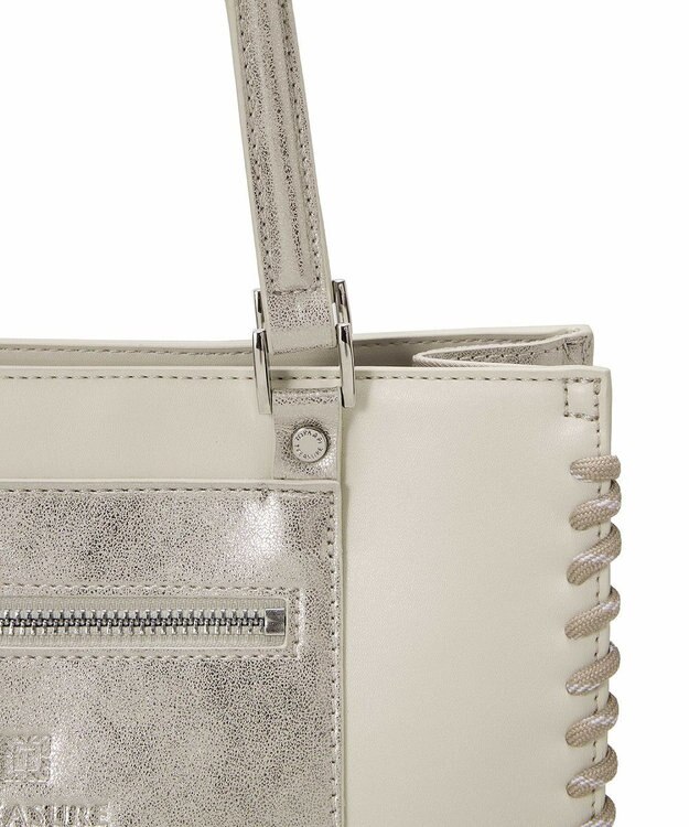 TOPKAPI 【TREASURE TOPKAPI】フェイクレザー ポーチ付き パラコード かがりトートバッグ オフ