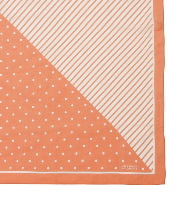 MOONBAT 【洗える/日本製】MACKINTOSH PHILOSOPHY チェックロゴ コットンスカーフ 65cm×65cm オレンジ