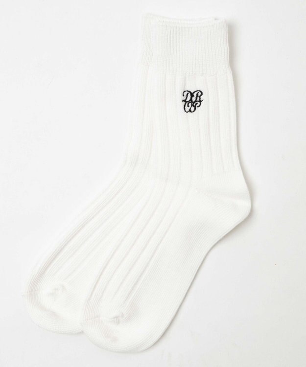 WEGO ガーリーロゴ刺繍ソックス ホワイト