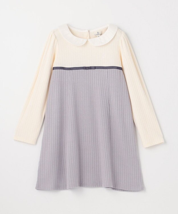 組曲 KIDS 【110-140㎝】バイカラーニットソー ワンピース ライトグレー系