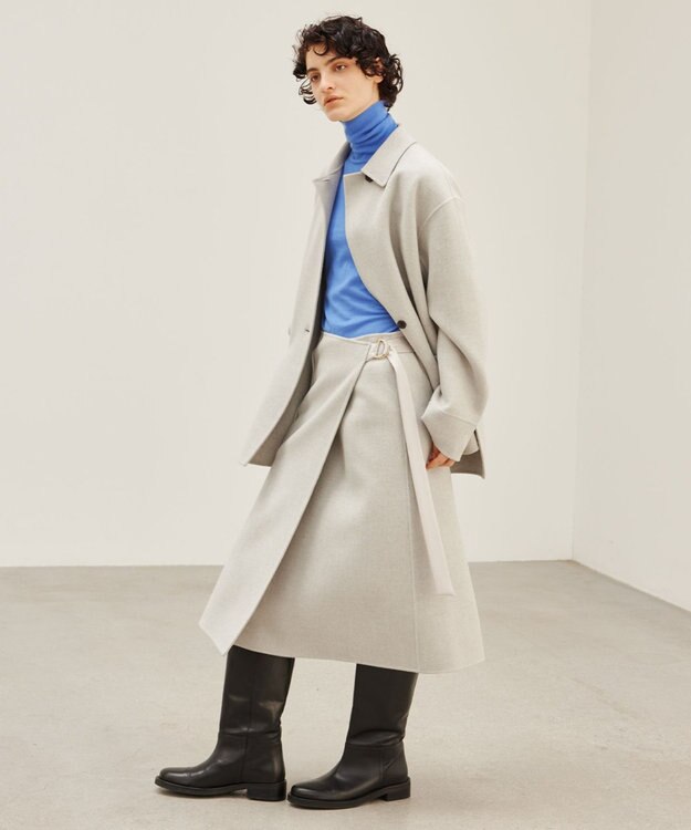 BEIGE， GRASSE / サテンベルト付きリバーラップスカート L Gray