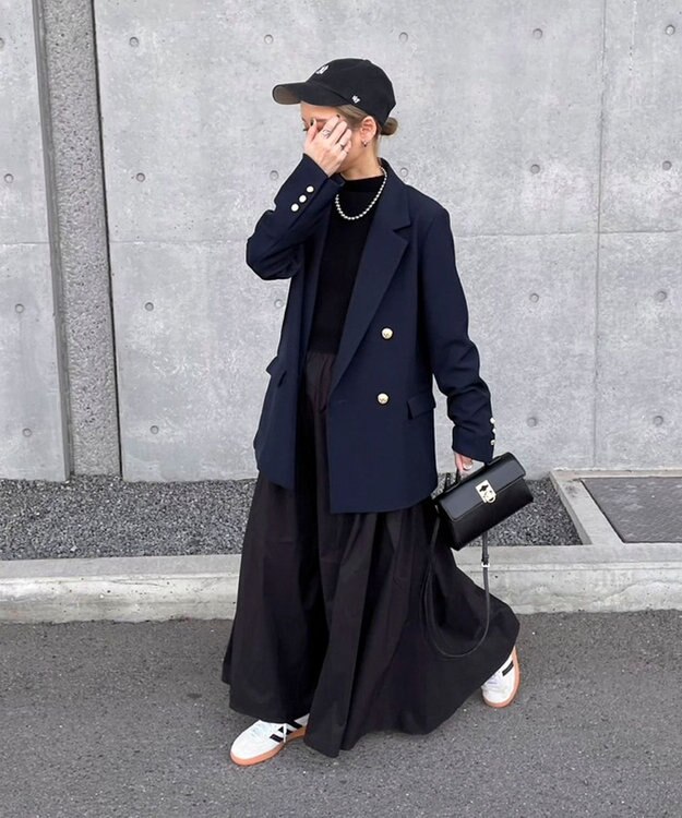 Green Parks AnriettMusee  リブニットドッキングワンピース Black