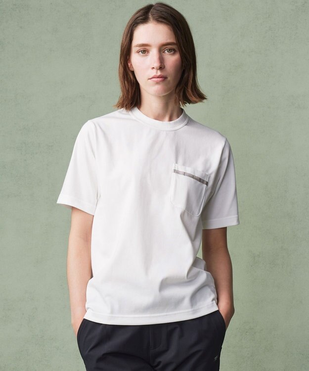 JOSEPH ABBOUD MOUNTAIN 【MADE IN JAPAN/吸水速乾/男女兼用】プレーティング天竺アウトドア Tシャツ ホワイト系