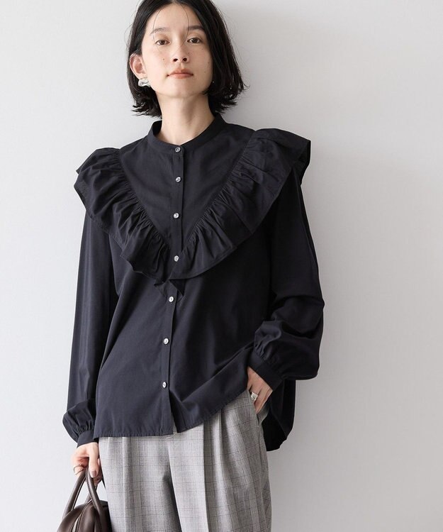 AMERICAN HOLIC スタンドカラーフリルブラウス Black