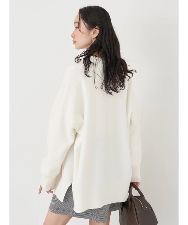 earth music&ecology やわらかタッチＶネックカーディガン Off White