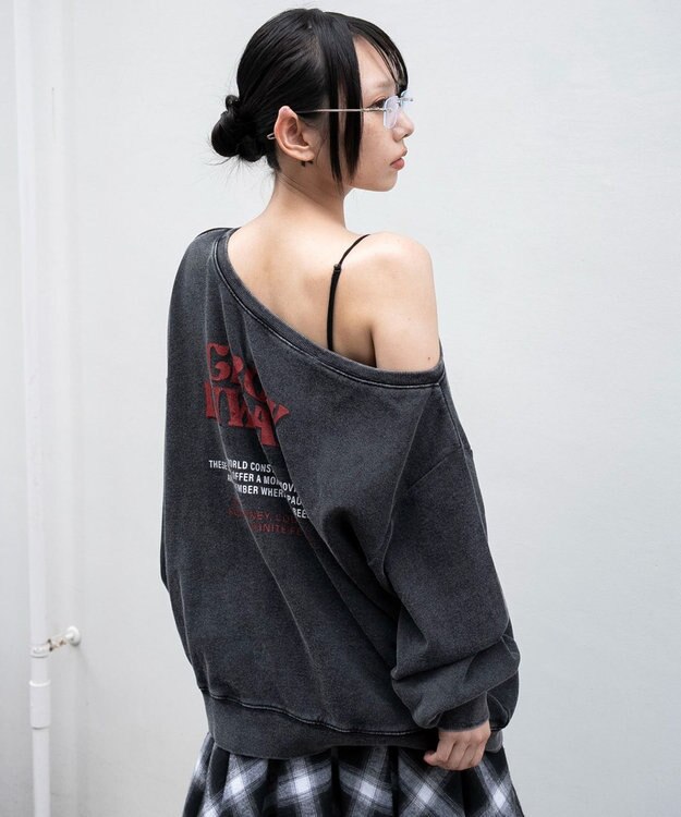 WEGO 【25年秋冬新作】2WAYグラフィックワンショルBIGスウェット 柄3