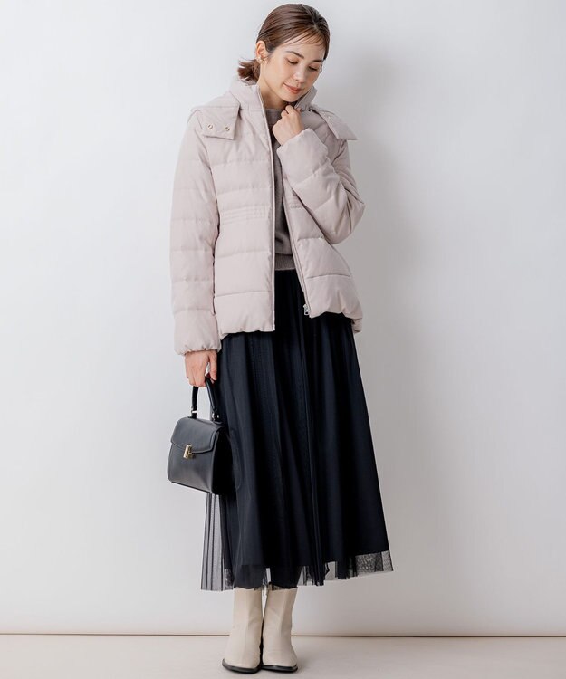 組曲 【洗える・2WAY】ライトタフタショートダウン ベージュ系