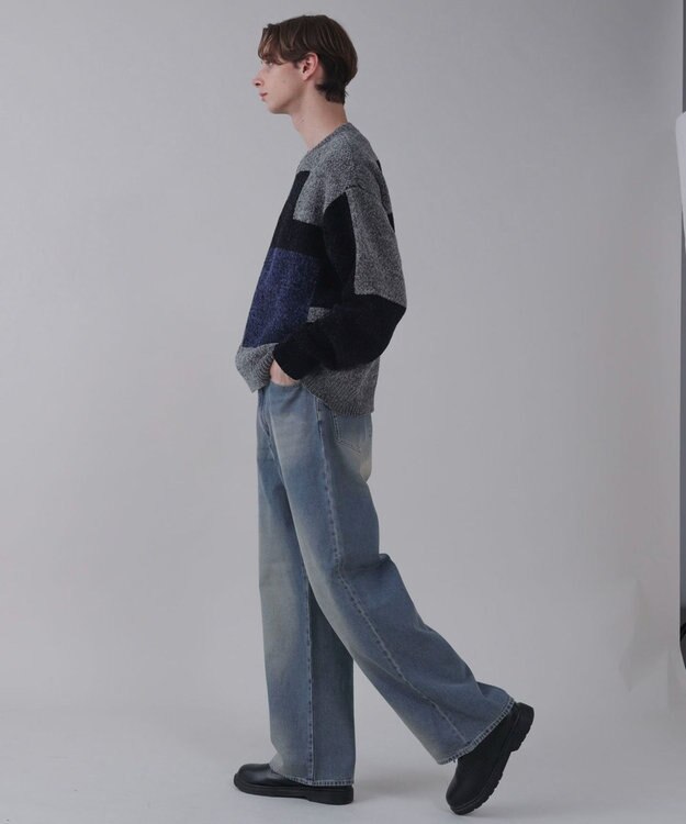 WEGO 【ユニセックス着用ITEM/SMLサイズ展開/ウエスト調整可】バギーデニムパンツ デニム中濃加工色