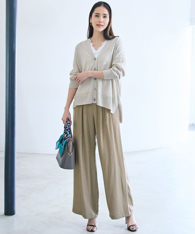 自由区 【SHIHOさん着用・ご好評アイテム・新色追加・セットアップ対応】エアリーツイルワイド パンツ ［新色］ライトベージュ