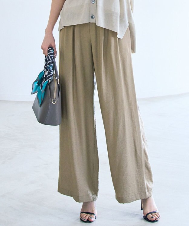 自由区 【SHIHOさん着用・ご好評アイテム・新色追加・セットアップ対応】エアリーツイルワイド パンツ ［新色］ライトベージュ