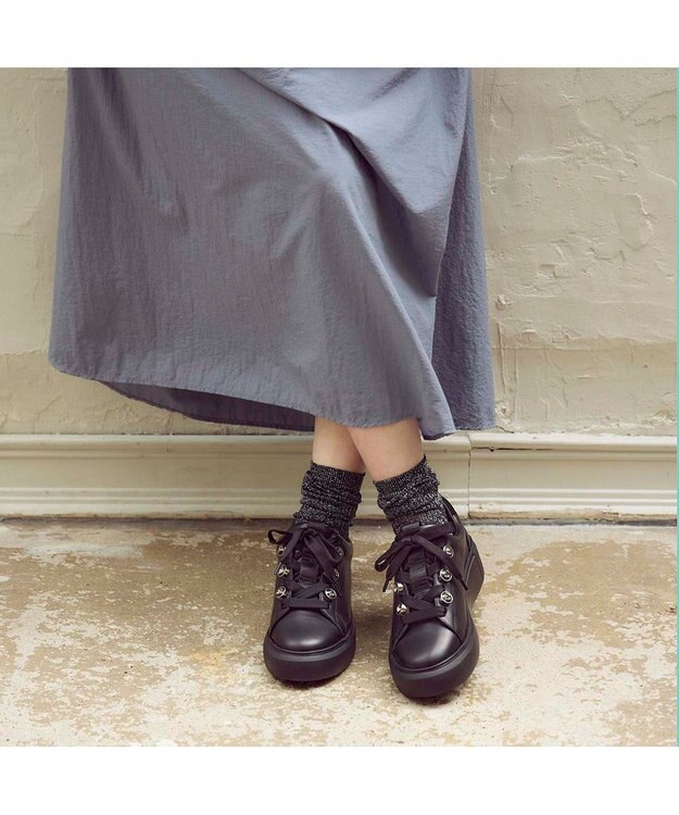 MODE ET JACOMO <MODE ET JACOMO>厚底ビジュースニーカー ブラック