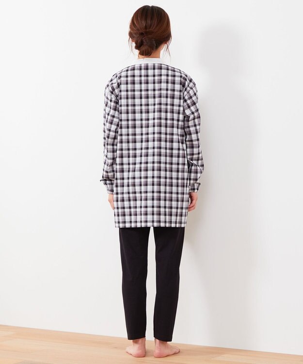 Wing 【パジャマ】長袖・長ズボン　綿100%　チェック柄　ウイング／ワコール　EP4000 ブラック