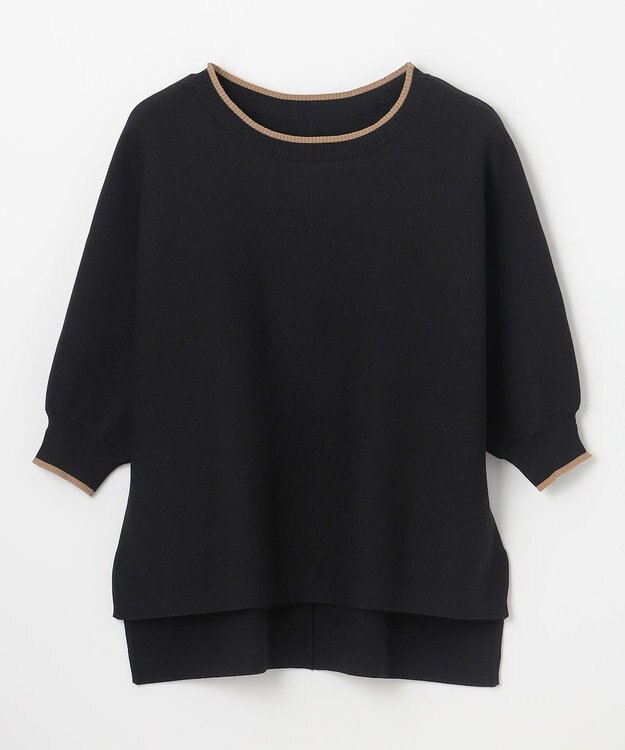 ANY 【2SET】バイカラーニット×布帛スカートセット ブラック×キャメル