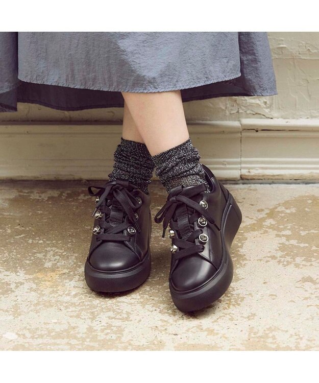 MODE ET JACOMO <MODE ET JACOMO>厚底ビジュースニーカー ブラック