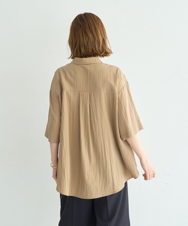YECCA VECCA スカーフデザインアシメハーフスリーブシャツ Beige