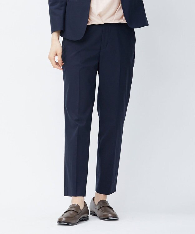 J.PRESS LADIES 【洗える・撥水・防汚】コットンFITTYシャーク テーパード パンツ ネイビー系