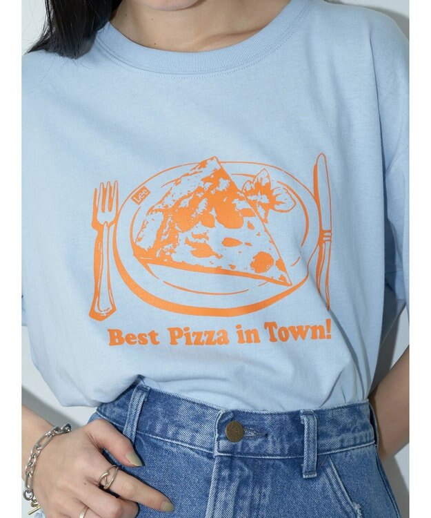 earth music&ecology Ｌｅｅ×ｅ．ｍ．ａ．ｅ　ＰＩＺＺＡ　ＴＥＥ Ice Blue