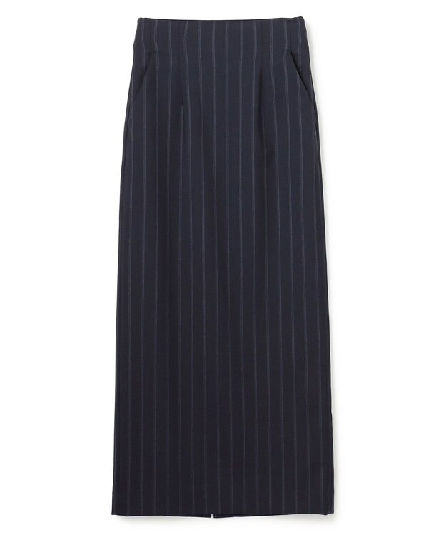 BEIGE， 【セットアップ対応】GEORGE / ウールストライプ ハイウエストスカート Navy Stripes