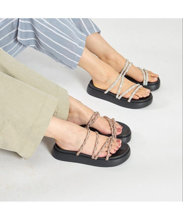 MODE ET JACOMO <carino>厚底ビジューサンダル ピンク