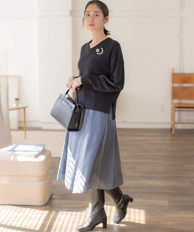 組曲 S シャイニーオーガン フレアスカート ダスティブルー系