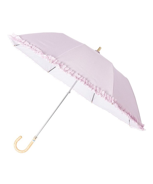 MOONBAT 【ランバン オン ブルー（LANVIN en Bleu）】晴雨兼用折りたたみ日傘　ドビーフリル ライトパープル
