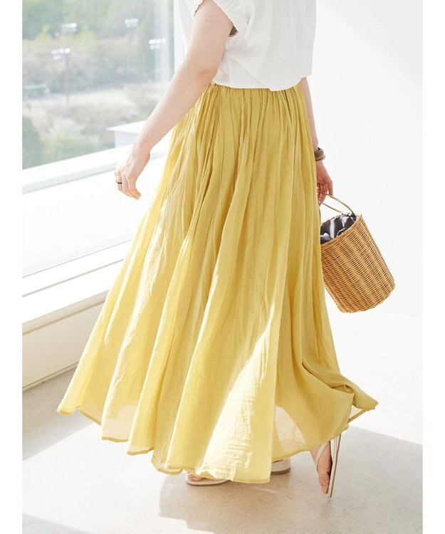 CRAFT STANDARD BOUTIQUE コットンボイルギャザースカート Yellow