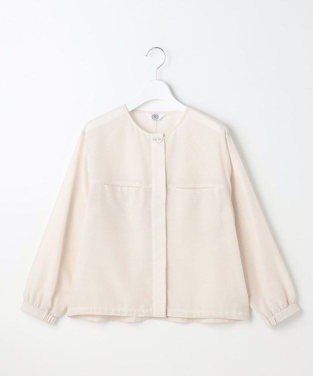 J.PRESS LADIES L Pe リネン シアー スラブ ノーカラー ブルゾン ライトベージュ系