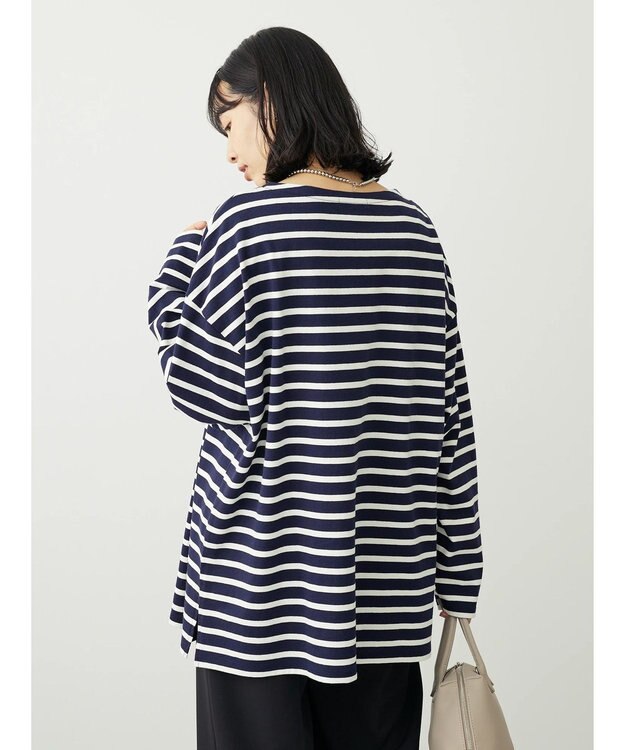 Green Parks ボーダーゆるチュニック Navy