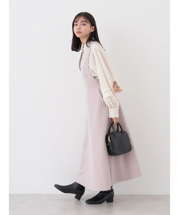 earth music&ecology Ｖネック切替ジャンスカ Beige