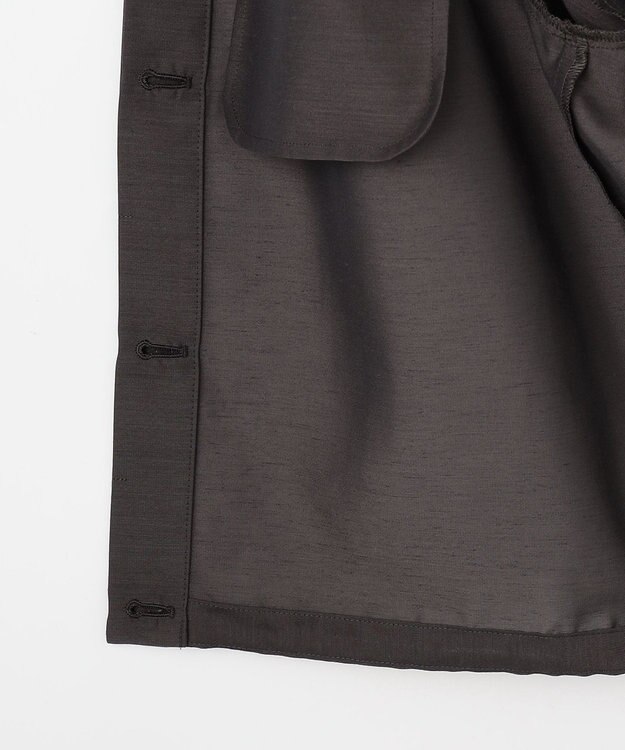 J.PRESS LADIES L Pe リネン シアー スラブ ノーカラー ブルゾン スレートブラウン系