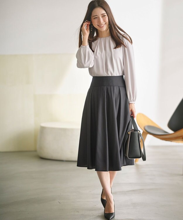 組曲 タックフレアカラースカート ブラック系