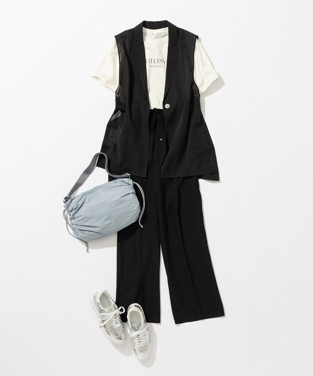 23区 【洗える】ライトシアーマットクロス ジレ ブラック系