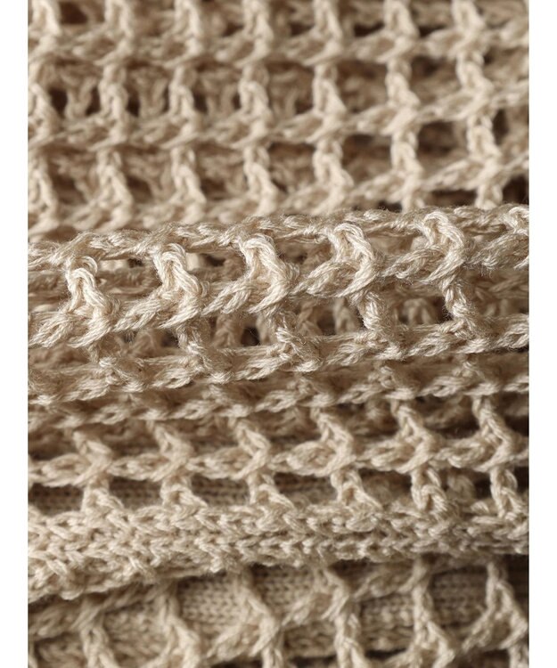 Green Parks メッシュ編み襟付きカーディガン Ecru