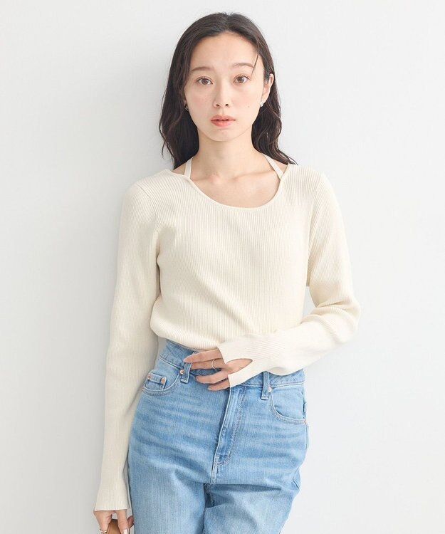 earth music&ecology ホルターネックプルオーバー Ivory