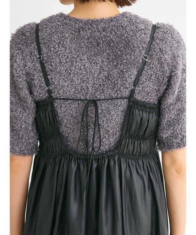 Green Parks レザー風キャミワンピース Black