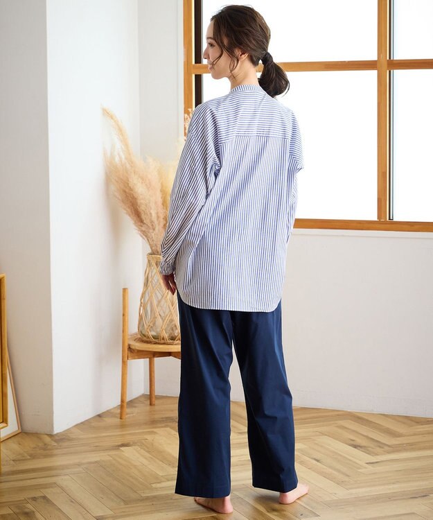 ワコール／睡眠科学 パジャマ 長袖 長ズボン 綿混(本体) ここちよく眠れる 寝返りしやすい レディース YDX509 睡眠科学／ワコール ブルー