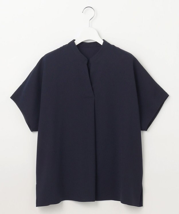 23区 【洗える】ストレッチジョーゼット フレンチスリーブ カットソー ネイビー系