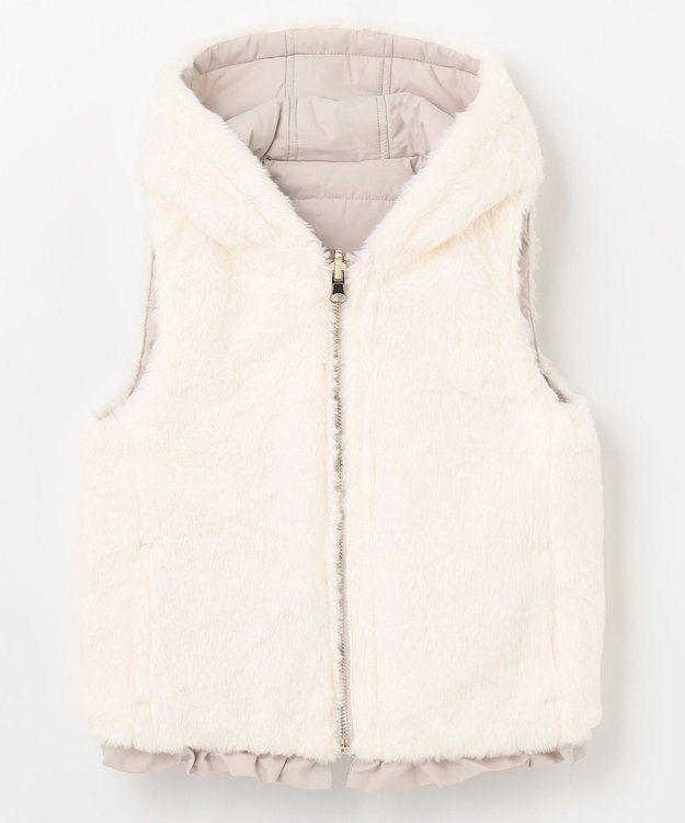 ANY KIDS ボア リバーシブル ベスト ベージュ×エクリュ