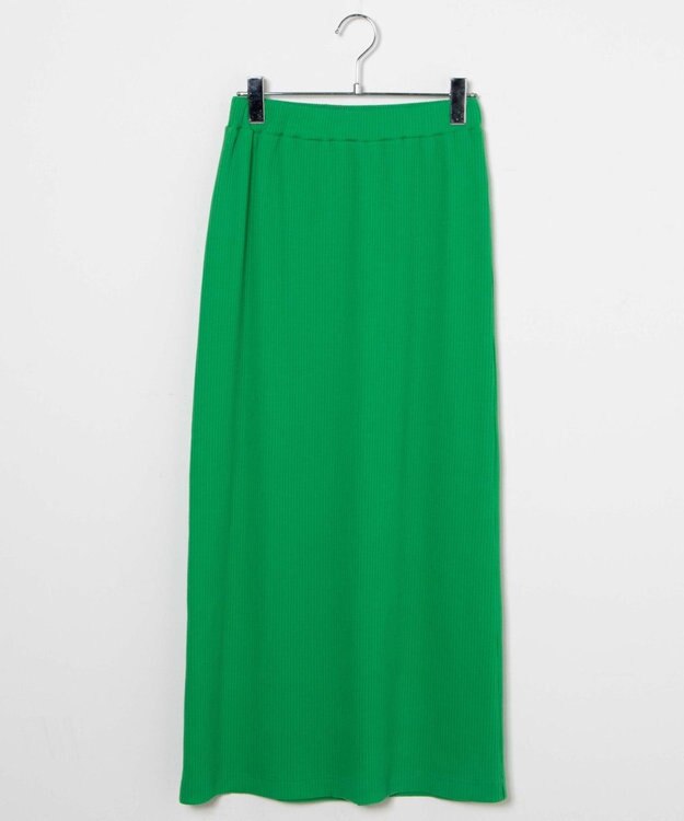 WEGO カラーリブイージーロングスカート グリーン